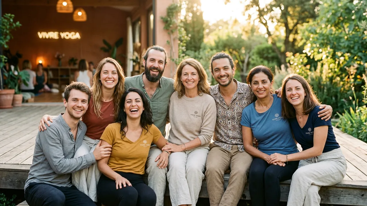 Portrait de l'équipe de bénévoles et instructeurs de l'Association Vivre Yoga